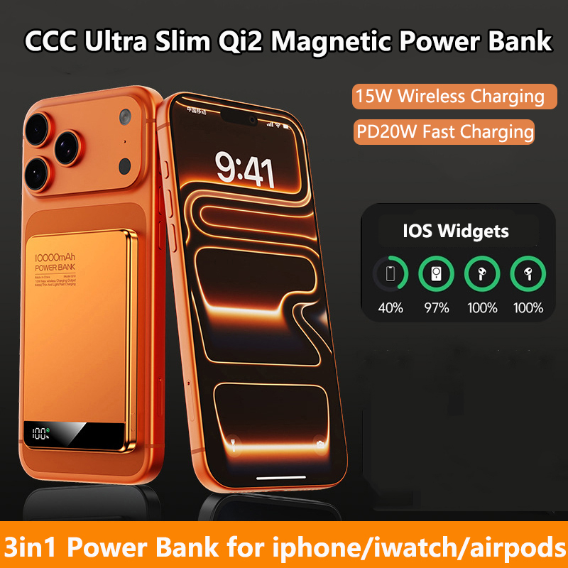 Power Bank Slim - Qi2 3'ü 1 Arada Magsafe Manyetik