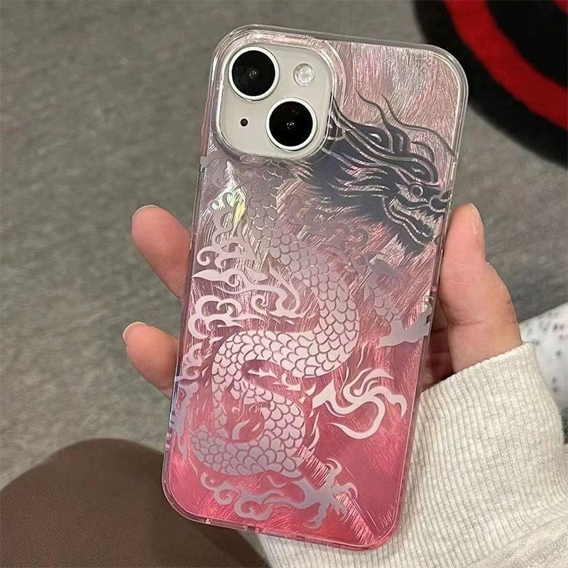 Phone Accessories China - Pembe Gradyan Çin Ejderhası Desenli Telefon