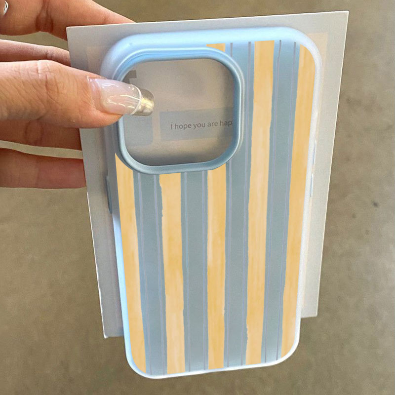 Yellow Phone Accessories - Şık Sarı Çizgili Telefon Kılıfı Samsung