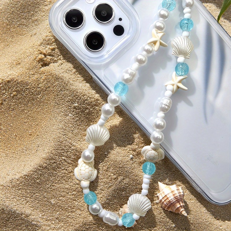 Phone Accessories Box Set - Mavi Deniz Yıldızı Kabuklu Boncuklu Telefon